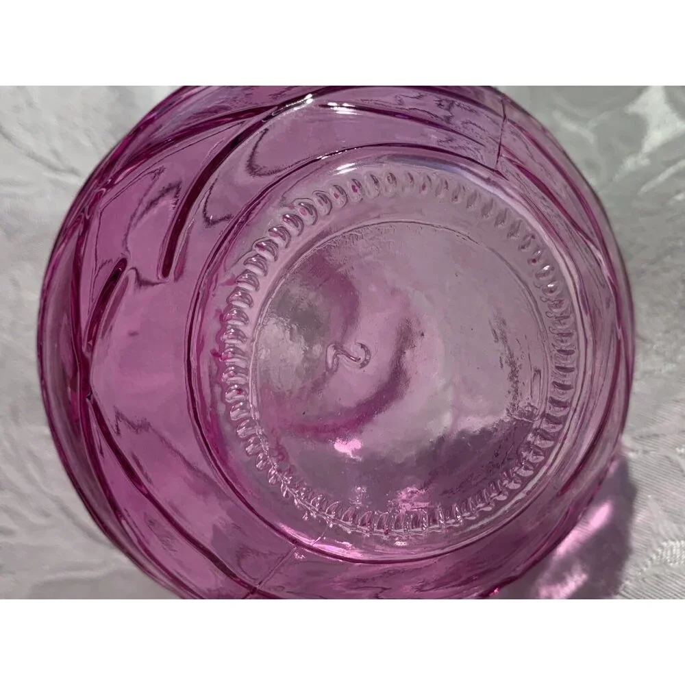Vibrant Pink‎ Clear Art Glass Small Round Vase 6